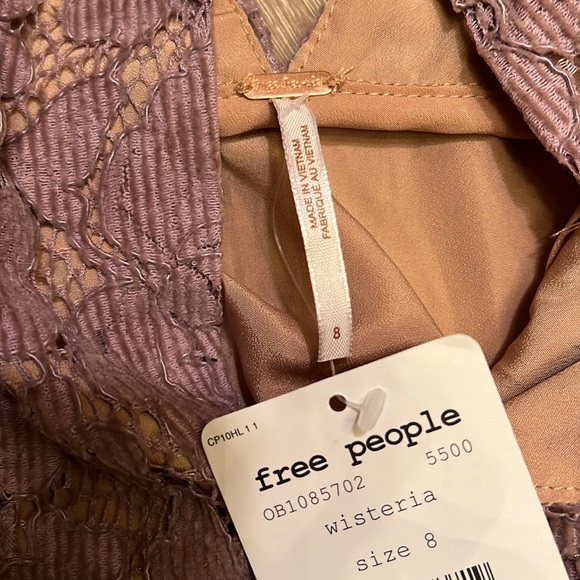 Free People Lavender Slip Velvet Cord Lace Mini Dress Dangerous Love Size 8 - Picture 10 of 10